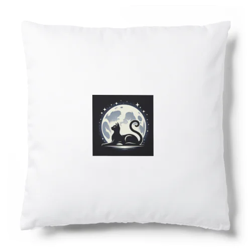 【Cat's Moonlight Stretch】- 月夜の猫シルエット Cushion