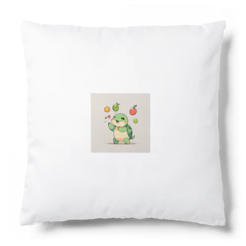 かわいいカメのジャグリングフルーツ Cushion