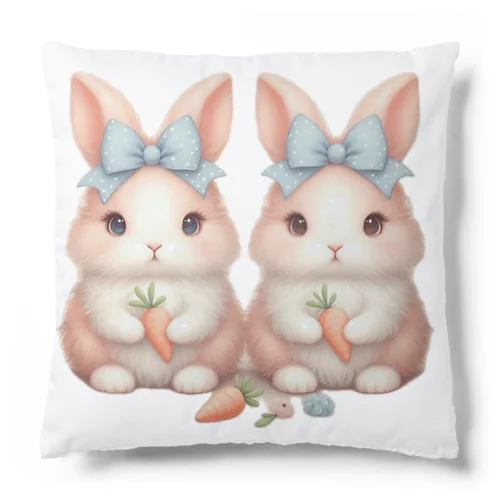 ふわふわかわいいうさぎの双子 Cushion