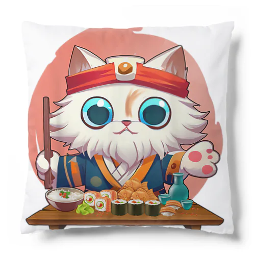 猫 寿司 食べる 可愛い 動物 ペット 日本 食べ物 猫 シェフ Cushion