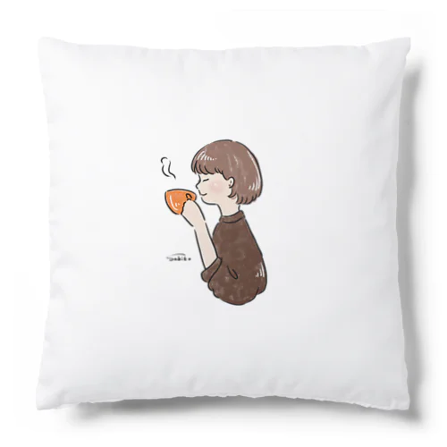 ほっとひと息つく女の子　オレンジショコラ Cushion