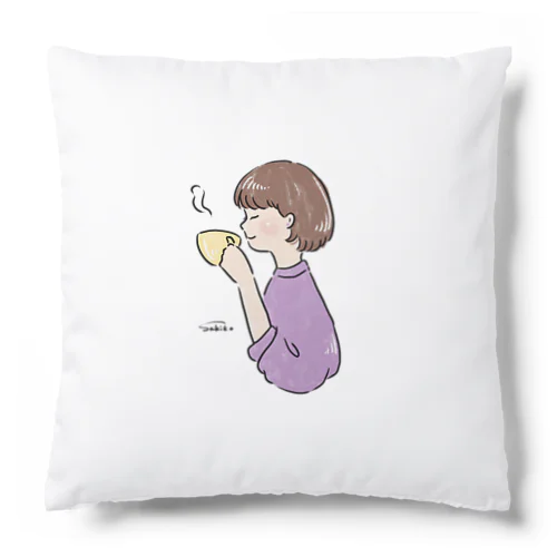 ほっとひと息つく女の子　紫芋 Cushion