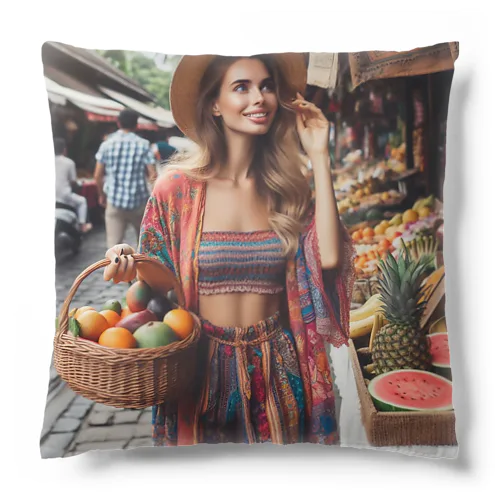 フルーツを買う彼女 Cushion