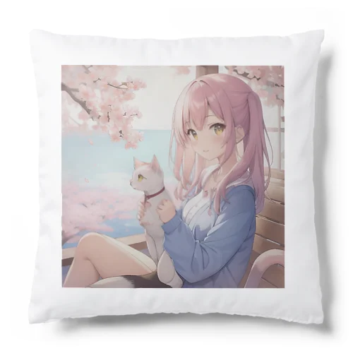 ネコと花見 Cushion