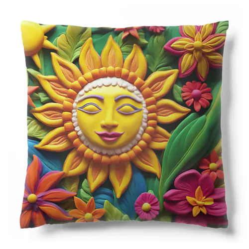 南国の太陽と花 Cushion