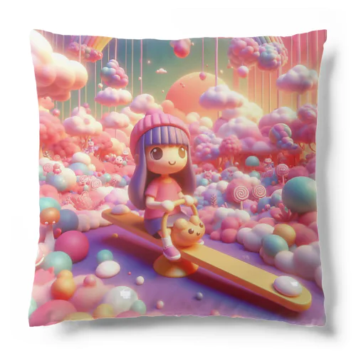 夕暮れ時のシーソー少女（３Dアニメ風） Cushion