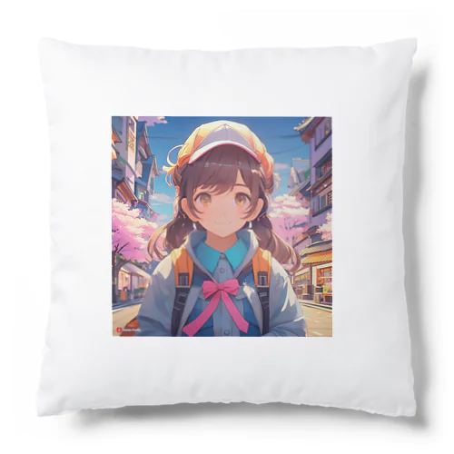 春の冒険する女の子 Cushion