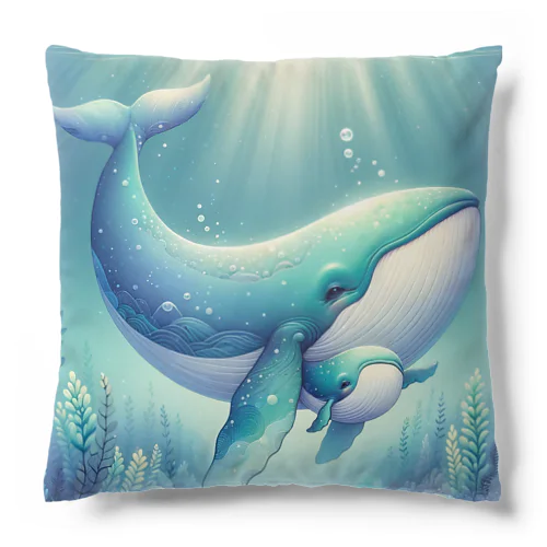 ほのぼのクジラの親子 Cushion