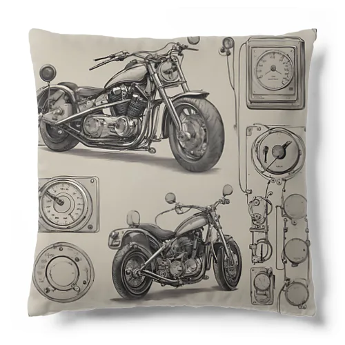 クラシックバイクの設計図と計器類 Cushion