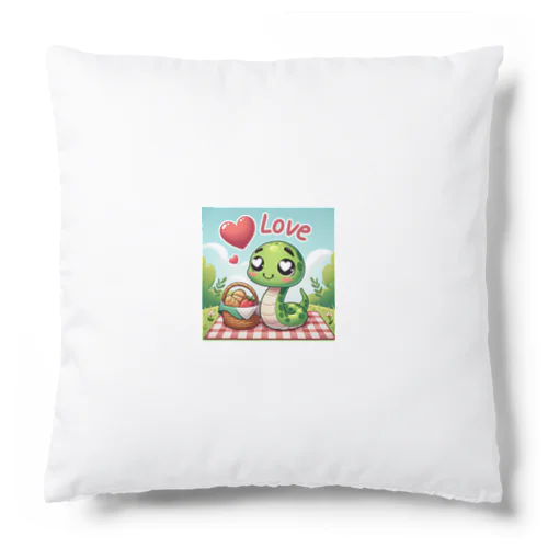 贅沢なピクニックを楽しむ愛らしいヘビ Cushion