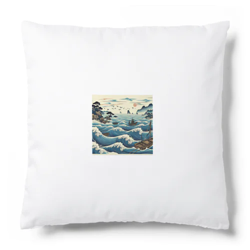 波打ち際に立つ浮世絵 Cushion