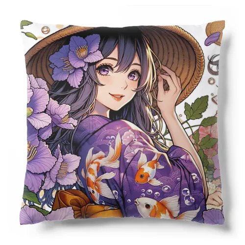 夏と浴衣と麦わらと Cushion