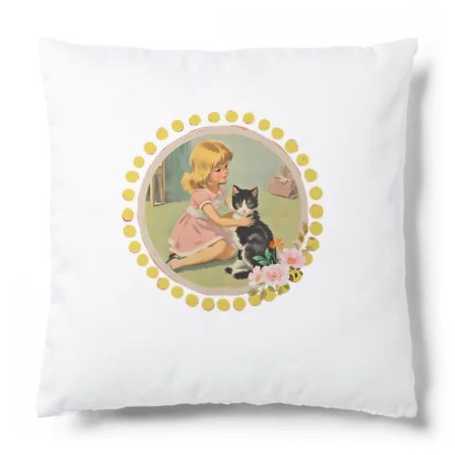 女の子の愛する子猫 Cushion