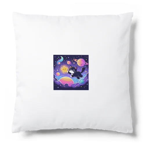 夜空で遊ぶネコにゃん⭐️ Cushion