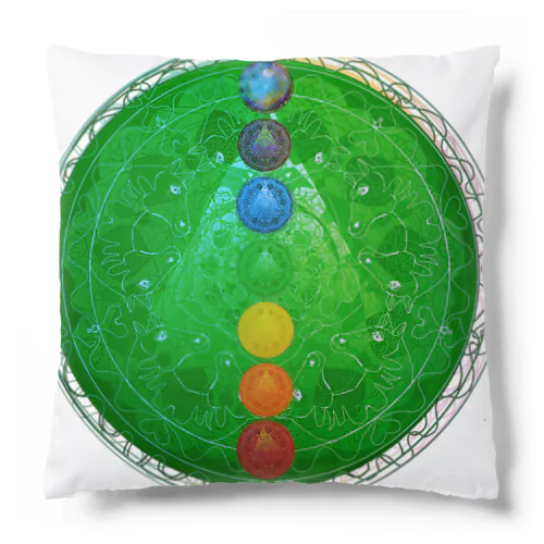 うまくいく宇宙曼荼羅　グリーン Cushion