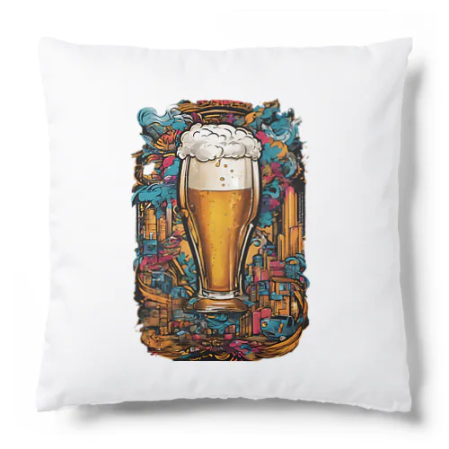 生ビール　デザインTシャツ　アート　グラフィック Cushion