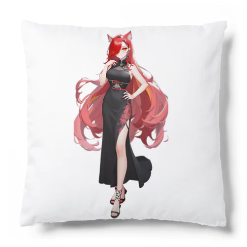 魅惑的な獣耳を持つ美しい女性 Cushion