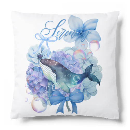 紫陽花の海を泳ぐ鯨 Cushion