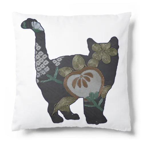 和風Catシルエット 着物柄Ⅴ Cushion