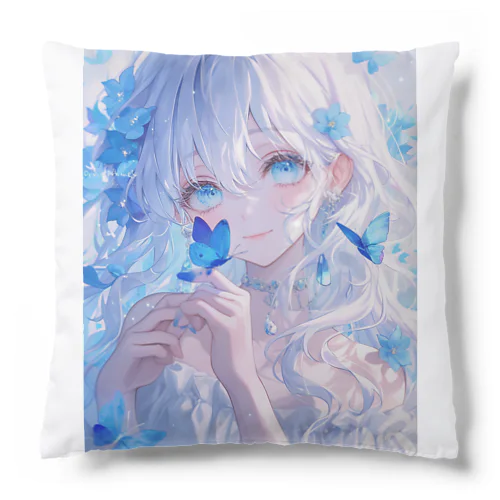 青い蝶と少女 Cushion