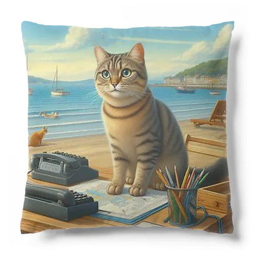 海辺の仕事猫 Cushion