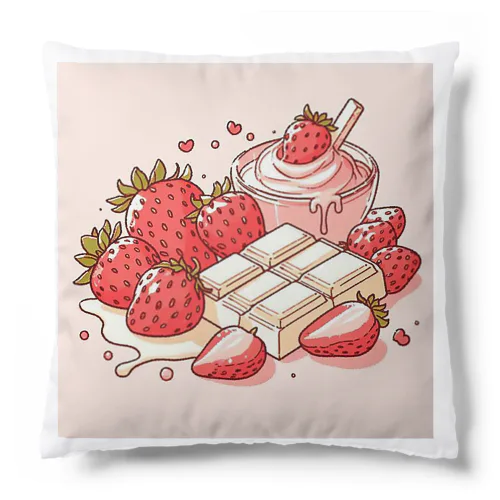苺とピンクとホワイトチョコレートが可愛い3 Cushion