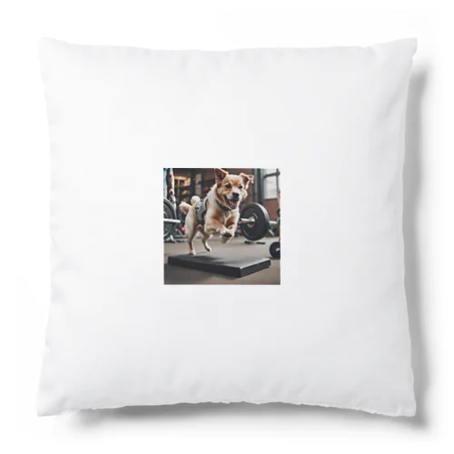 バーベルを飛び跳ねる犬 dog barbel Cushion