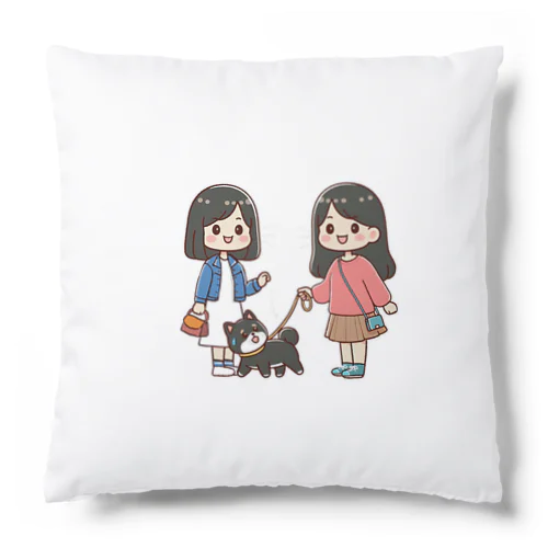 マメシバのつぶやき「ねぇ…散歩しようよ…」（濃色用） Cushion