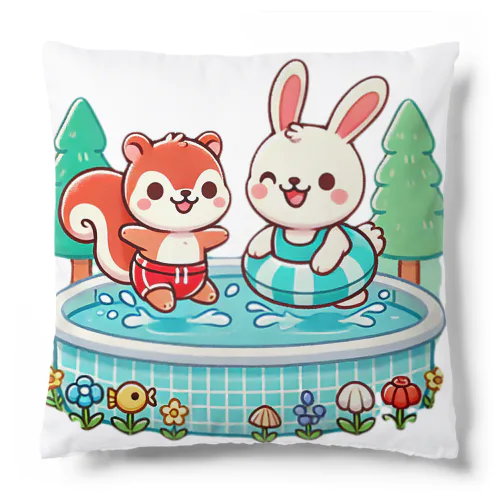 リスちゃんとウサギちゃんの水泳大好き Cushion