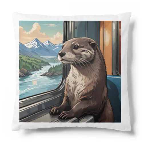 電車の車窓から（カワウソバージョン） Cushion