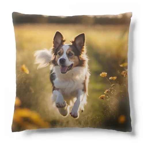 お花畑を駆ける犬 Cushion