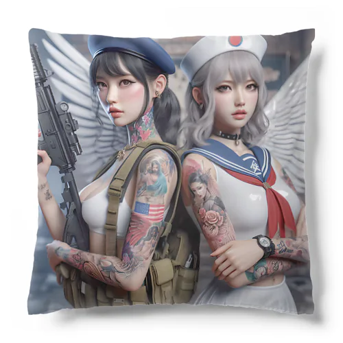 機関銃とタトゥー少女たち Cushion