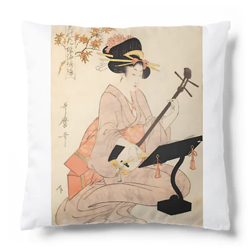 江戸の花_娘浄瑠璃」/ 喜多川歌麿 Cushion