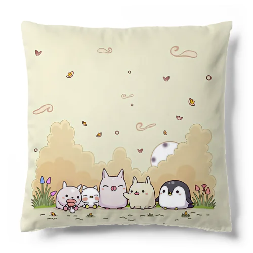 パステルの草原での仲間たち Cushion