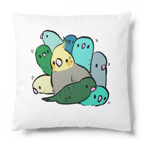 オカメをびびらすサザナミインコちゃんず Cushion
