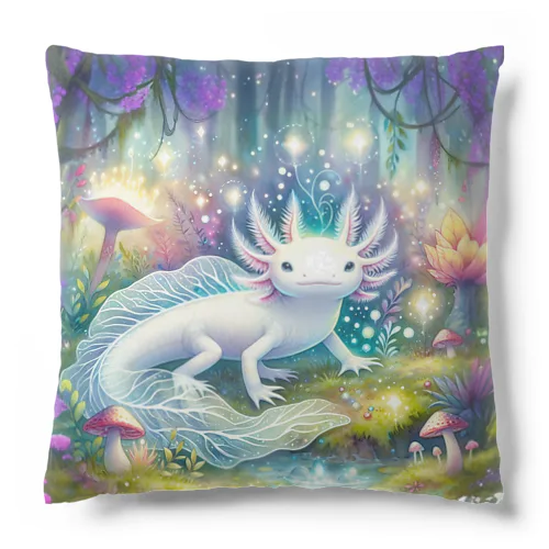 白いウーパールーパーのファンタジーワールド Cushion