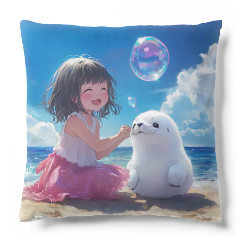 あざらし赤ちゃんと女の子／ひろちゃん Cushion