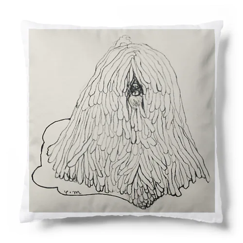 かしこいプーリー犬のイラスト  鉛筆画 歩く犬 Cushion