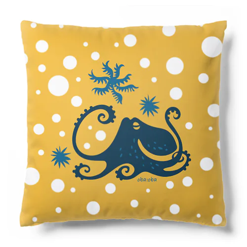 蒼い蛸イエロードット Cushion