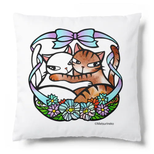 抱き合う猫♡ Cushion