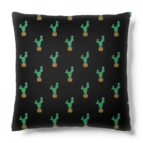 水彩サボテン🌵ブラック Cushion