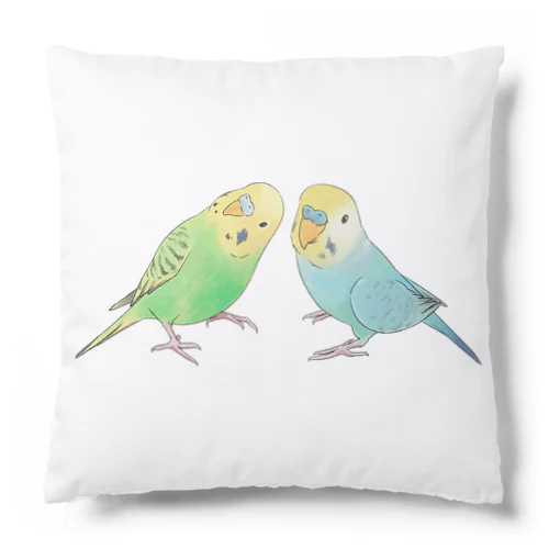 セキセイインコ　ちょこんとせきせいんこーず【まめるりはことり】 Cushion