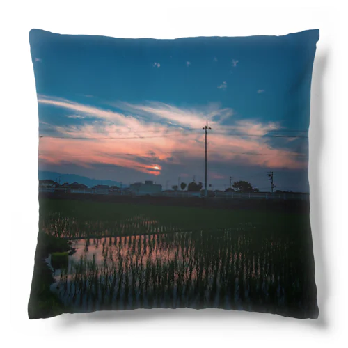 夕焼けの田んぼ Cushion