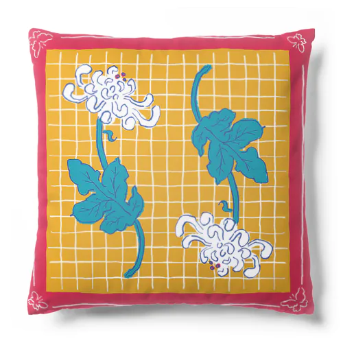 菊の花　ふたご Cushion