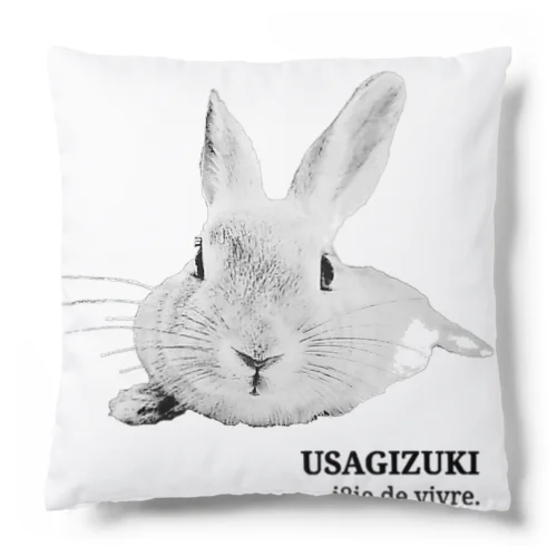 うさぎの休憩　USAGIZUKI　モノクロ Cushion