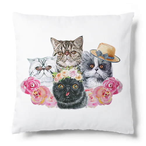 仲良し！ぺちゃかわ猫ちゃんたちのバカンス。 Cushion