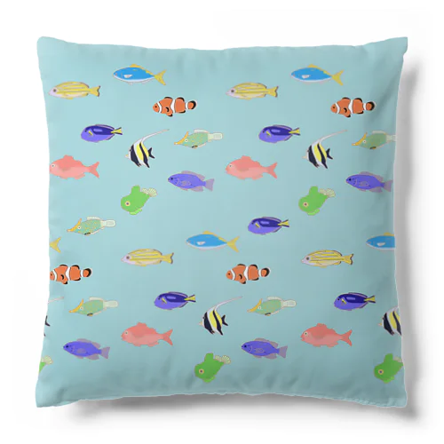 カラフルな魚（ブルー） Cushion