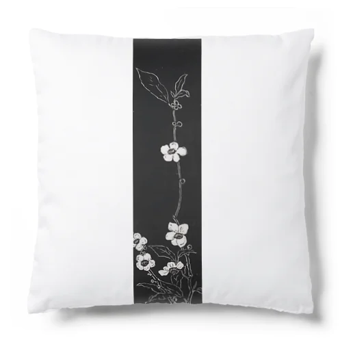 白と黒　花模様 Cushion