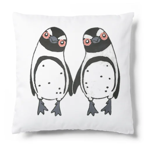 手繋ぎケープペンギンのカップル🐧❤️🐧 Cushion