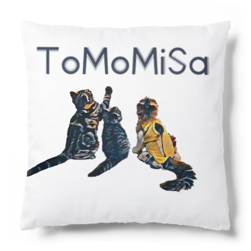 ToMoMiSa 猫ロゴ Cushion